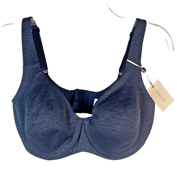 AISILIN Womens Size 34F Bra Minimizer Underwire Seamless No Pad Cups Blue - Picture 1 of 9